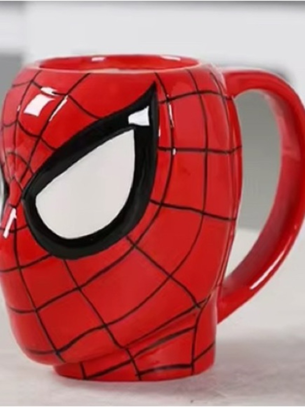 Spiderman Red Ceramic Face Mug with Black Accents